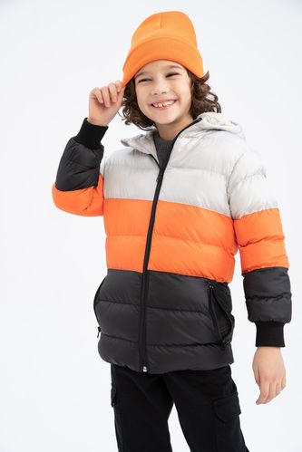 Boy Hooded Plush Lined Puffer Jacket
