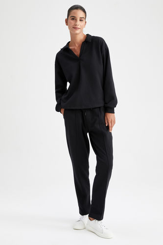 Regular Fit With Pockets Thick Sweatshirt Fabric Trousers