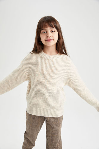 Girl Oversize Fit Crew Neck Pullover