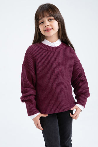 Girl Oversize Fit Crew Neck Pullover