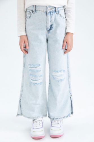 Джинсы широкие рванные для девочек