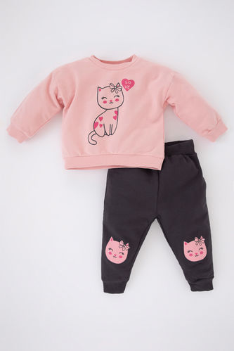 Baby Girls Crew Neck Animal Printed Sweatshirt Fabric 2-Pack