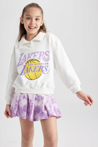 Girls NBA Los Angeles Lakers Regular Fit Polo Neck Sweatshirt