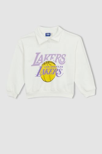 Purple MAN Standard Fit NBA Los Angeles Lakers Licensed Crew Neck