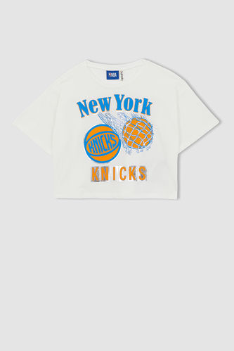 Girls NBA New York Knicks Short Sleeve Crop T-Shirt