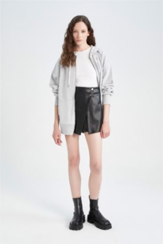 WOMAN Black Regular Fit Faux Leather