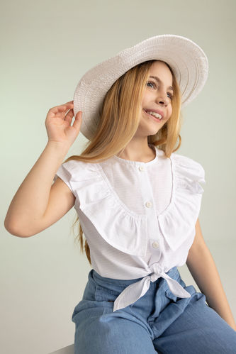 Рубашка с коротким рукавом из хлопка для девочек