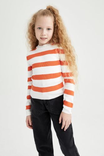 Orange FILLES Pull Over Col Ras Du Cou Fille 2722252 DeFacto