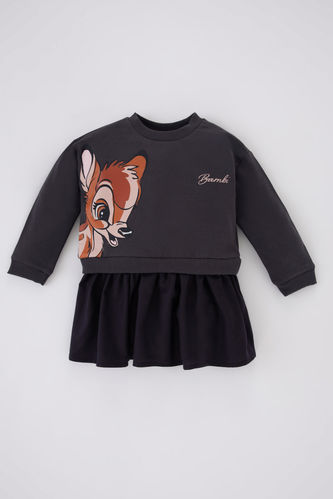 Baby Girl Disney Bambi Sweatshirt Fabric Long Sleeve Dress