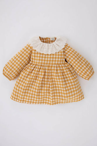 Baby Girl Checked Long Sleeve Flannel Dress