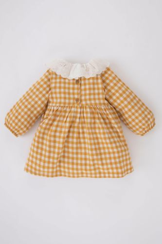 Yellow BABY GIRL Baby Girl Checked Long Sleeve Flannel Dress 2730042 DeFacto