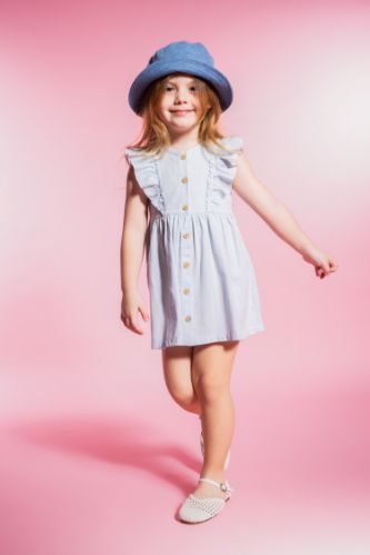 Baby Girl Short Sleeve Linen Look Dress