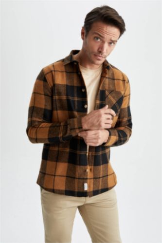 HOMME Marron Regular Fit Long Sleeve Shirt