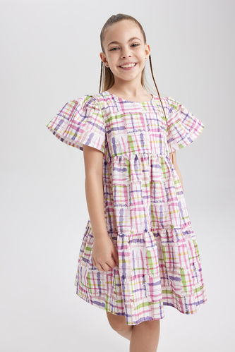 Летнее платье с принтом с коротким рукавом для девочек
