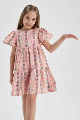 Летнее платье с принтом с коротким рукавом для девочек