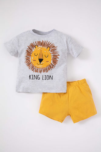 Baby Boy Lion Printed Short Sleeve T-Shirt Shorts 2-Pack Set