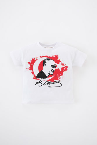 Erkek Bebek Atatürk Baskılı Kollu Tişört