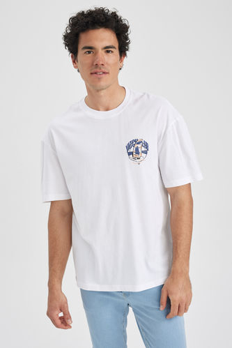 Comfort Fit Crew Neck Printed Cotton T-Shirt