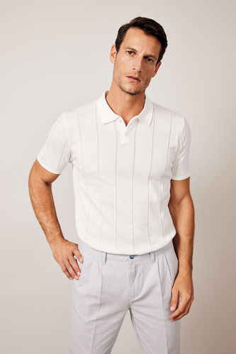 White MAN Modern Fit Polo Neck Short Sleeve T-Shirt 2786607 | DeFacto