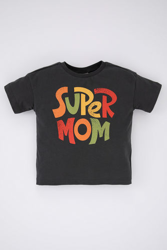 Baby Boy Super Mom Printed Short Sleeve T-Shirt