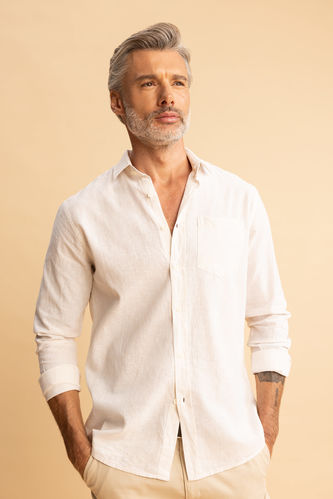 Regular Fit Shirt Collar Striped Long Sleeve Shirt