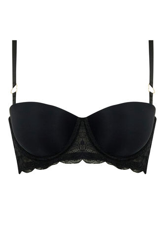 Fall In Love Heart Accessory Detail Pushup Strapless Bra