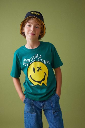 Ұлдарға SmileyWorld Лицензиялық дөңгелек жаға қысқа жеңді Қысқа жеңді футболка