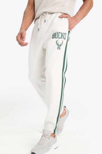 DeFactoFit NBA Milwaukee Bucks Standart Fit Cepli Kalın Sweatshirt Kumaşı Jogger