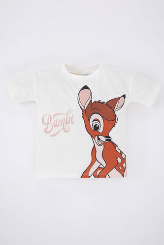 Kız Bebek Disney Bambi Bisiklet Yaka Kısa Kollu Tişört