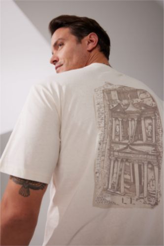 Relax Fit Crew Neck Back Printed T-Shirt