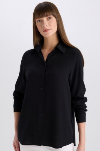 Regular Fit Basic Düz Uzun Kollu Gömlek