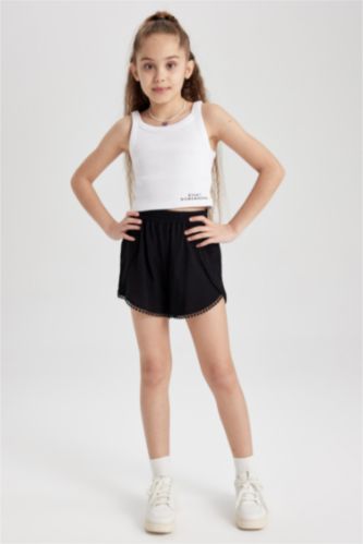 GIRLS & TEENS Black Girl Viscose Shorts
