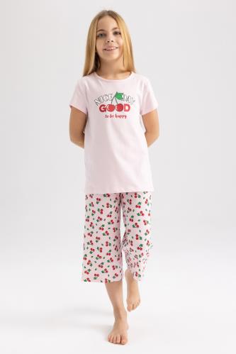 Kız Çocuk Desenli Kısa Kollu Pijama Takım