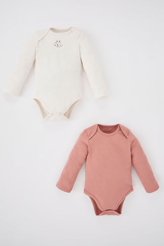 Baby Girl Crew Neck Rabbit Corduroy Camisole 2-Piece Long Sleeve Snap Fastener Body