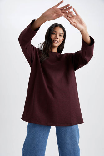 Regular Fit Thin Sweatshirt Fabric Long Sleeve Tunic