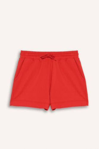 DeFactoFit Standart Fit Sporcu Kısa Paça Basic Düz Kırmızı Şort