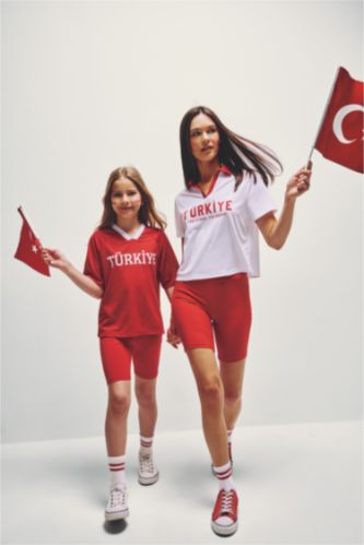 Kadın Kırmızı Beli Saran Sporcu Tayt