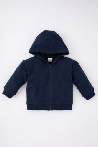 Erkek Bebek Regular Fit Fermuarlı İnce Sweatshirt Kumaşı Hırka