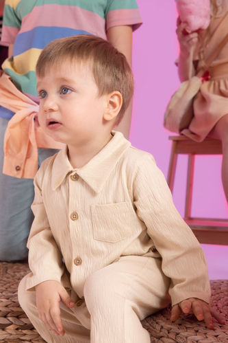 Baby Boy Newborn Crinkle Fabric 2 Piece Jumpsuits