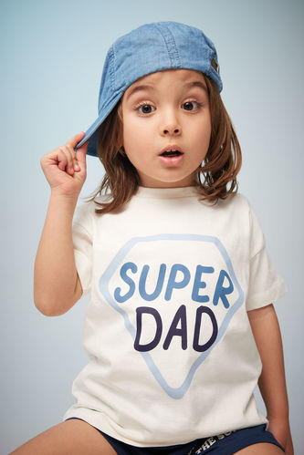 Baby Boy Super Dad Printed Short Sleeve T-Shirt