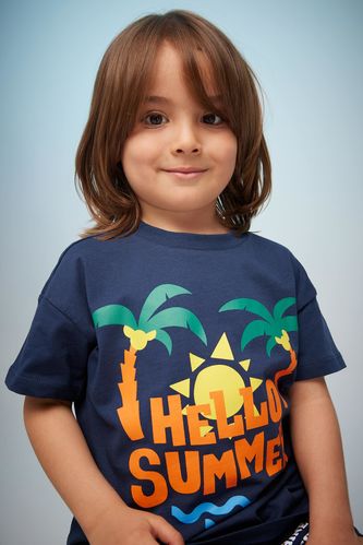 Baby Boy Palm Pattern Short Sleeve T-Shirt