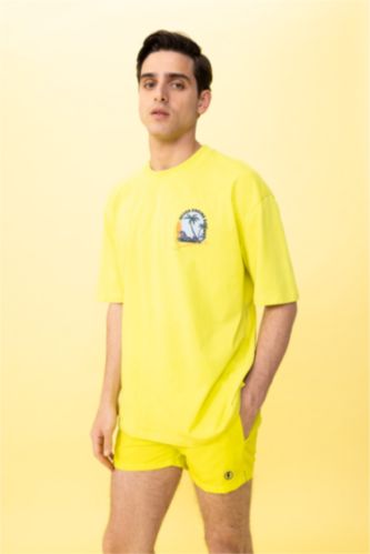 HOMME Parlak Açık Yeşiil Coupe Oversize T-shirt à manches courtes