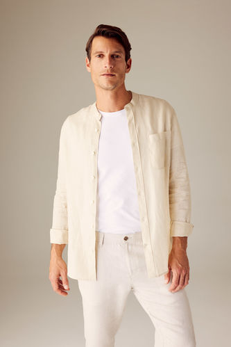 Modern Fit Dog Collar Cotton Long Sleeve Shirt