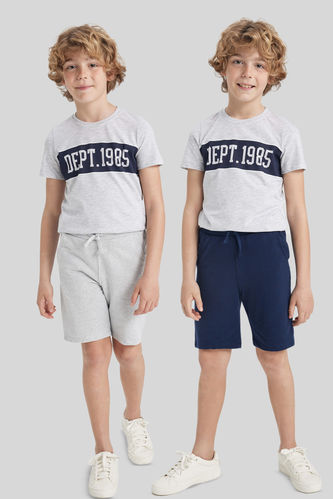 Boy Regular Fit Thin Sweatshirt Fabric 2-Pack Shorts
