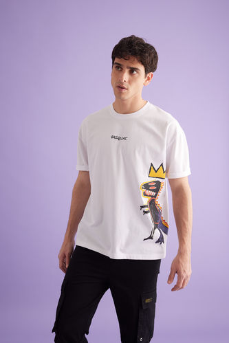 Jean Michel Basquiat Licensed Oversize Fit Crew Neck Printed T-Shirt