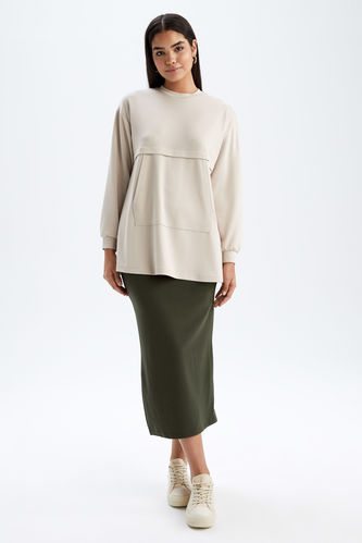Regular Fit Cotton Maxi Knitted Skirt