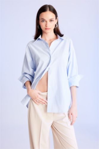 FEMME Bleu Chemises à manches longues Popeline Col De Chemise