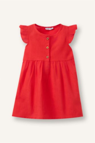 BÉBÉ FILLE Rouge Robe en popeline flamée pour bébé fille