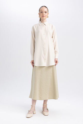 Khaki Woman A-Line Long Skirt 2835272 | DeFacto