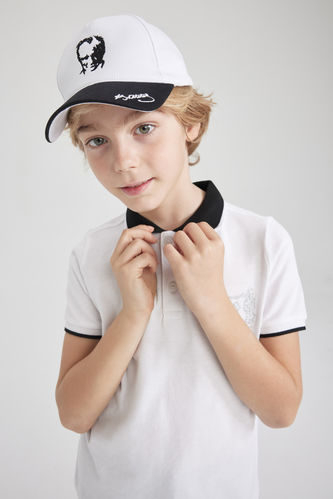 Erkek Çocuk 23 Nisan Çocuk Bayramı Pike Kısa Kollu Beyaz Polo Tişört
